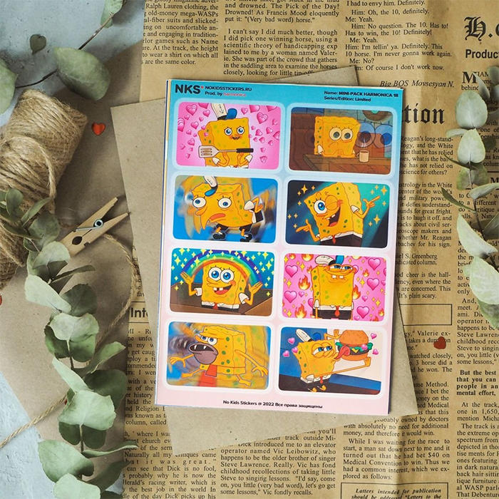 Лист наклеек NKS A6 SPONGE BOB