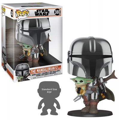 Фигурка Funko POP! Bobble Star Wars Mandalorian Mandalorian with Child Chrome 10" 49931