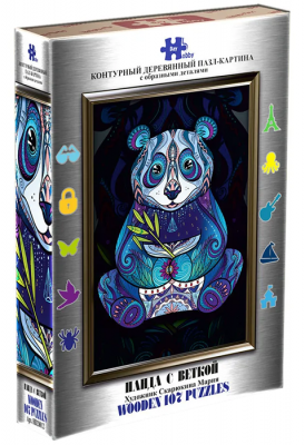 Деревянный пазл Hobby Day. Панда с веткой 107 деталей 
