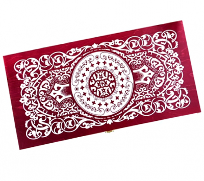 Нарды средние малиновые, рисунок серебро «Винтаж» (480*240*40)