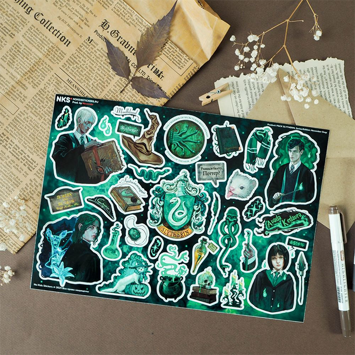 Лист наклеек NKS A4 SLYTHERIN