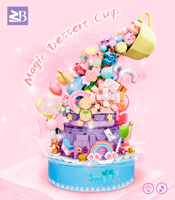 Конструктор Чайная чашка. Цветочная музыкальная шкатулка со светом (987 дет.)