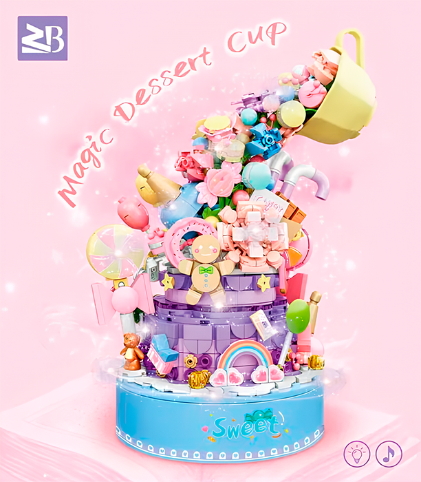 Конструктор Чайная чашка. Цветочная музыкальная шкатулка со светом (987 дет.)