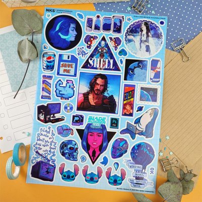 Лист наклеек NKS A4 MIX BLUE