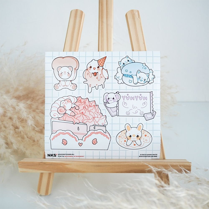 Лист наклеек NKS 15*15 KAWAII WHITE