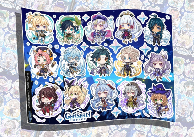 Лист наклеек DIMX А4 GENSHIN PACK CHIBIS 03