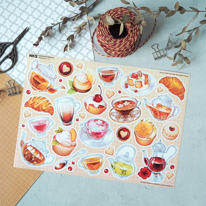 Лист наклеек NKS A4 TEATIME