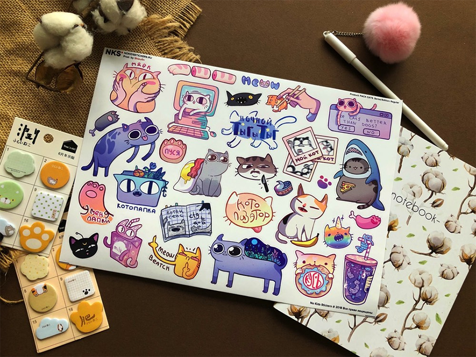 Лист наклеек NKS A4 CATS