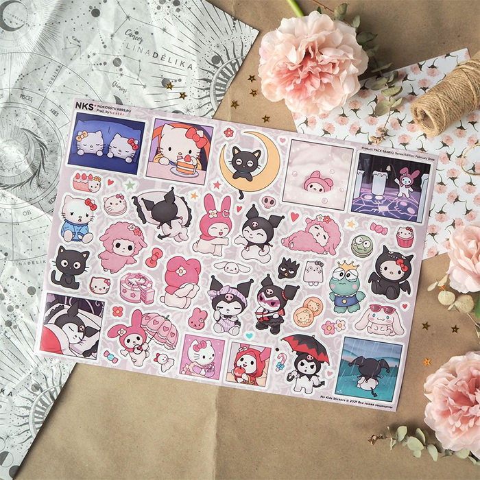 Лист наклеек NKS A4 SANRIO