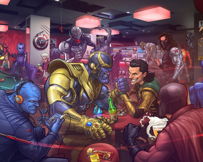 Картина по номерам на холсте Антигерои Marvel отдыхают, 40см*50см