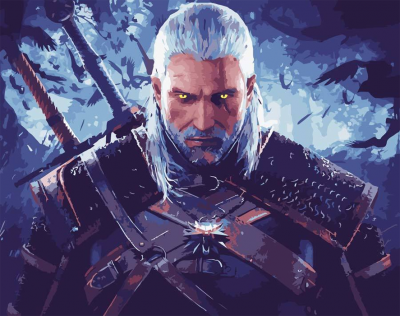 Картина по номерам на холсте Geralt of Rivia, 40см*50см