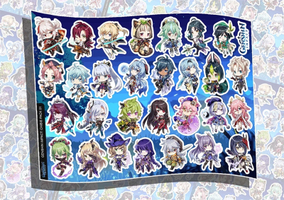 Лист наклеек DIMX А4 GENSHIN PACK CHIBIS 01