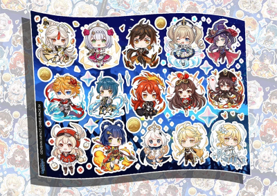 Лист наклеек DIMX А4 GENSHIN PACK CHIBIS 04