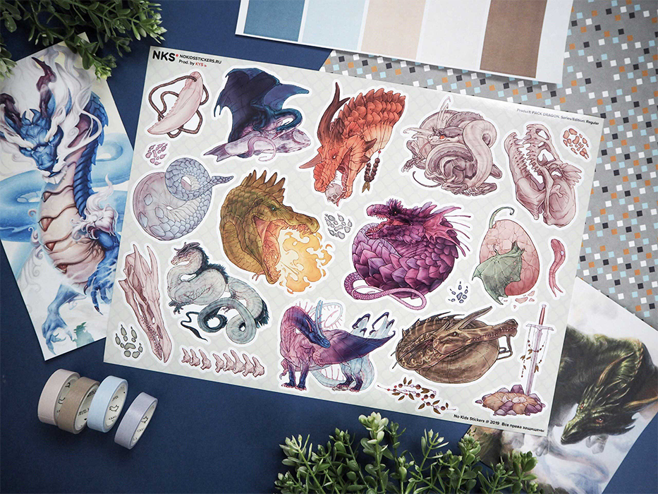 Лист наклеек NKS A4 DRAGON