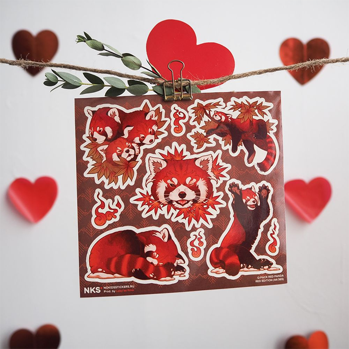 Лист наклеек NKS 15*15 RED PANDA