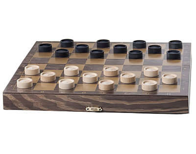 Шашки деревянные с дорожной деревянной венге доской, рисунок золото «Классика» (290*145*40)