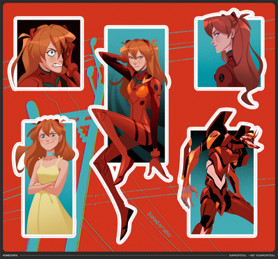 Стикеры OneLove. Евангелион: Аска